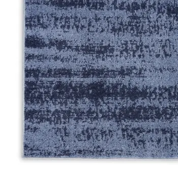 5' X 7' Denim Blue And Navy Blue Abstract Indoor Outdoor Area Rug