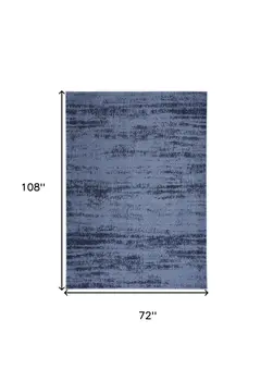 6' X 9' Denim Blue And Navy Blue Abstract Indoor Outdoor Area Rug
