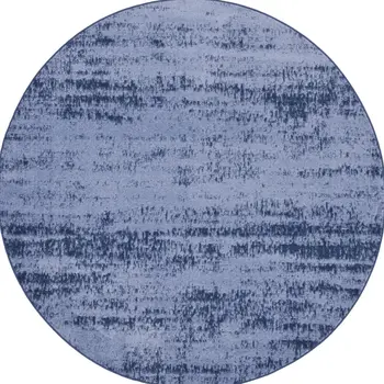 8' Denim Blue And Navy Blue Round Abstract Indoor Outdoor Area Rug