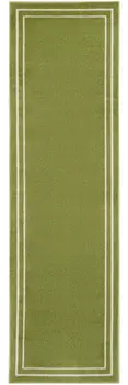 6' Green And Ivory Indoor Outdoor Runner Rug