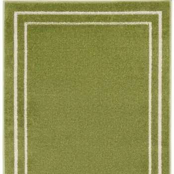 6' Green And Ivory Indoor Outdoor Runner Rug
