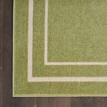 6' Green And Ivory Indoor Outdoor Runner Rug