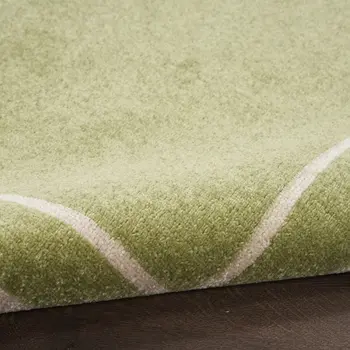 6' Green And Ivory Indoor Outdoor Runner Rug
