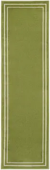 6' Green And Ivory Indoor Outdoor Runner Rug