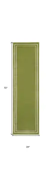6' Green And Ivory Indoor Outdoor Runner Rug
