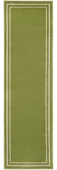 6' Green And Ivory Indoor Outdoor Runner Rug