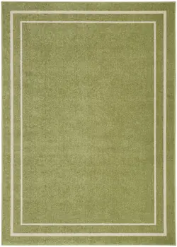 6' X 9' Green And Ivory Indoor Outdoor Area Rug