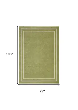 6' X 9' Green And Ivory Indoor Outdoor Area Rug