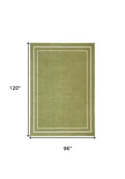 8' X 10' Green And Ivory Indoor Outdoor Area Rug