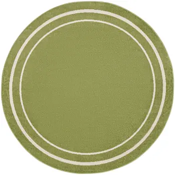 8' Green And Ivory Round Indoor Outdoor Area Rug