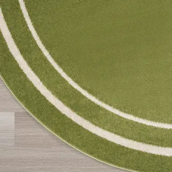 8' Green And Ivory Round Indoor Outdoor Area Rug
