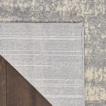 6' Gray And Beige Abstract Indoor Outdoor Runner Rug