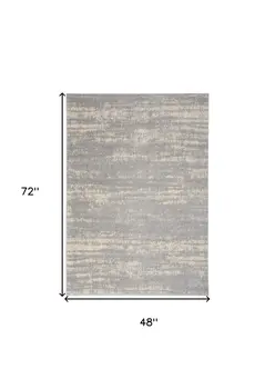 4' X 6' Gray And Beige Abstract Indoor Outdoor Area Rug