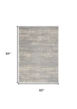 5' X 7' Gray And Beige Abstract Indoor Outdoor Area Rug