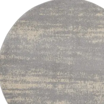 8' Gray And Beige Round Abstract Indoor Outdoor Area Rug