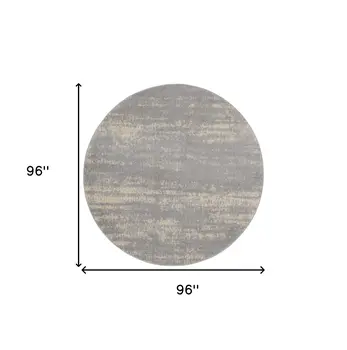 8' Gray And Beige Round Abstract Indoor Outdoor Area Rug