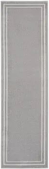8' Gray And Ivory Indoor Outdoor Runner Rug
