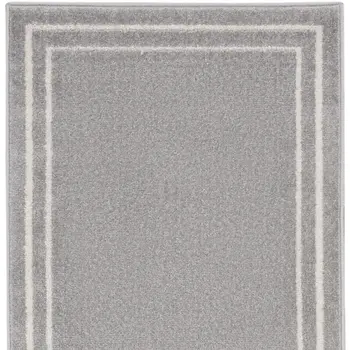8' Gray And Ivory Indoor Outdoor Runner Rug