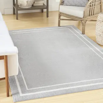 5' X 7' Gray And Ivory Indoor Outdoor Area Rug