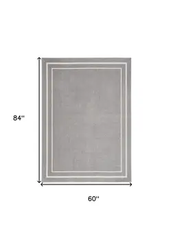 5' X 7' Gray And Ivory Indoor Outdoor Area Rug