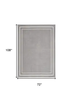 6' X 9' Gray And Ivory Indoor Outdoor Area Rug