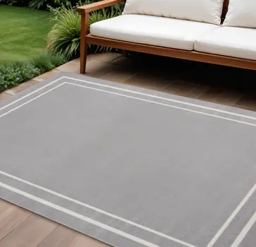 8' X 10' Gray And Ivory Indoor Outdoor Area Rug