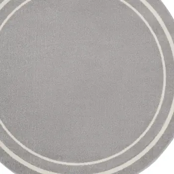 8' Gray And Ivory Round Indoor Outdoor Area Rug