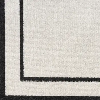 8' Ivory And Black Indoor Outdoor Runner Rug