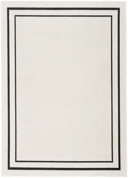 5' X 7' Ivory And Black Indoor Outdoor Area Rug