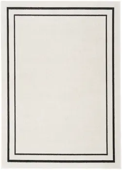 6' X 9' Ivory And Black Indoor Outdoor Area Rug