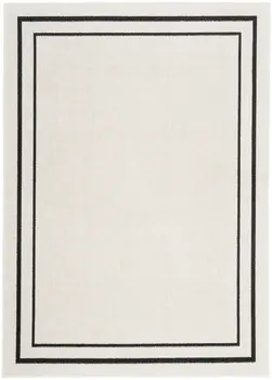 6' X 9' Ivory And Black Indoor Outdoor Area Rug