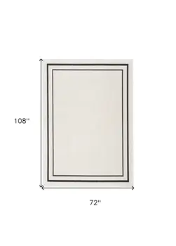 6' X 9' Ivory And Black Indoor Outdoor Area Rug
