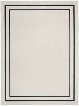 8' X 10' Ivory And Black Indoor Outdoor Area Rug
