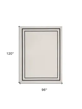 8' X 10' Ivory And Black Indoor Outdoor Area Rug