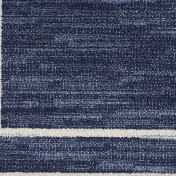 6' Navy Blue And Ivory Indoor Outdoor Runner Rug