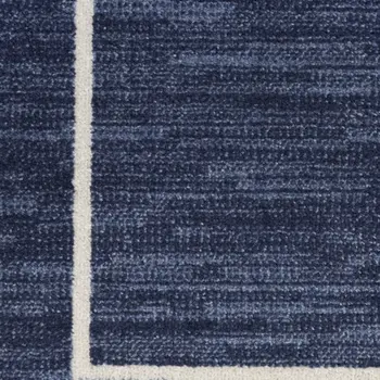8' Navy Blue And Ivory Indoor Outdoor Runner Rug