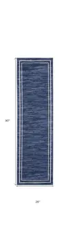 8' Navy Blue And Ivory Indoor Outdoor Runner Rug