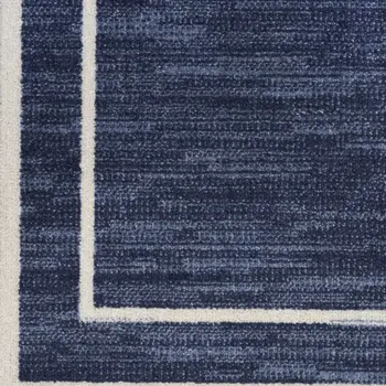 8' Navy Blue And Ivory Indoor Outdoor Runner Rug