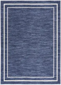 6' X 9' Navy Blue And Ivory Indoor Outdoor Area Rug