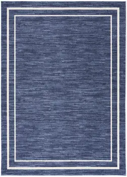 6' X 9' Navy Blue And Ivory Indoor Outdoor Area Rug