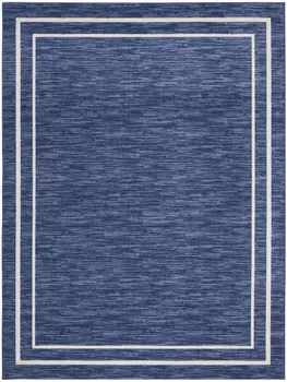 8' X 10' Navy Blue And Ivory Indoor Outdoor Area Rug