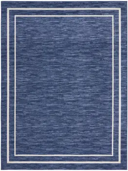 8' X 10' Navy Blue And Ivory Indoor Outdoor Area Rug