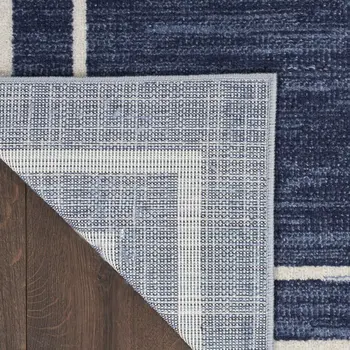 8' X 10' Navy Blue And Ivory Indoor Outdoor Area Rug