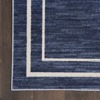 8' X 10' Navy Blue And Ivory Indoor Outdoor Area Rug