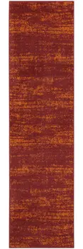 8' Red And Orange Abstract Indoor Outdoor Runner Rug