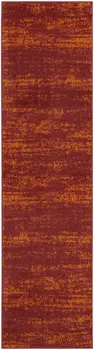 8' Red And Orange Abstract Indoor Outdoor Runner Rug