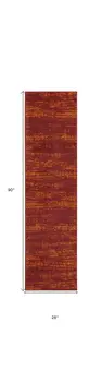 8' Red And Orange Abstract Indoor Outdoor Runner Rug