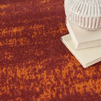 5' X 7' Red And Orange Abstract Indoor Outdoor Area Rug