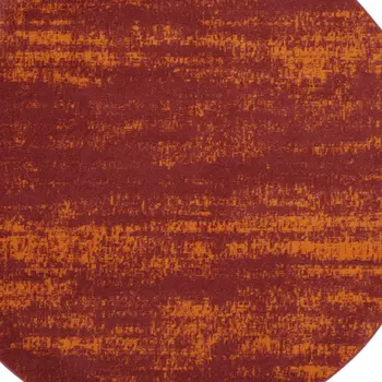 8' Red And Orange Round Abstract Indoor Outdoor Area Rug
