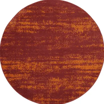 8' Red And Orange Round Abstract Indoor Outdoor Area Rug